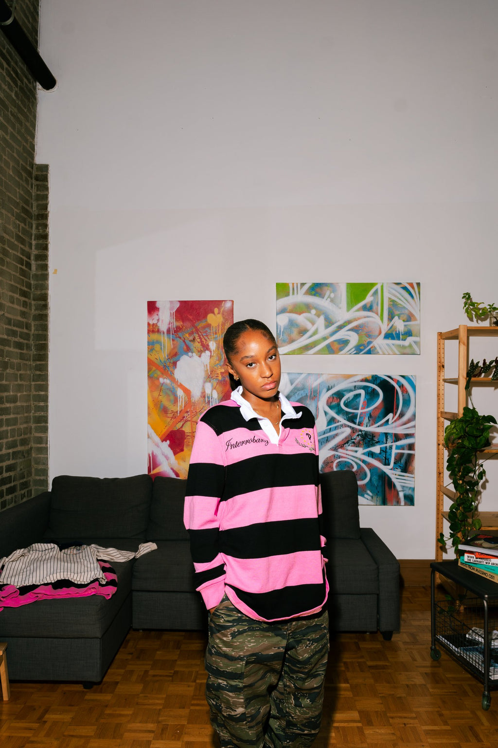 Pink Striped Interrobang Rugby Shirt