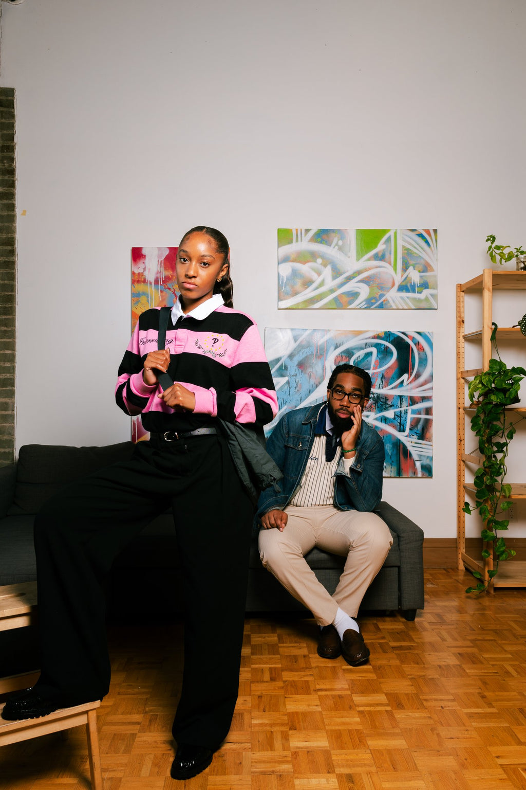 Pink Striped Interrobang Rugby Shirt