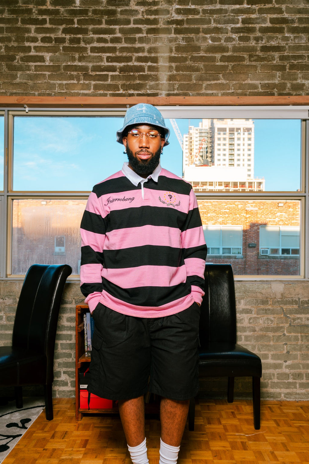 Pink Striped Interrobang Rugby Shirt