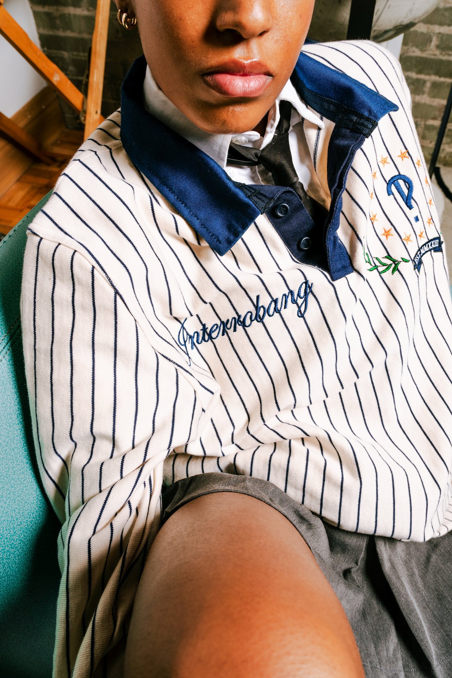 Cream Pinstriped Interrobang Rugby Shirt